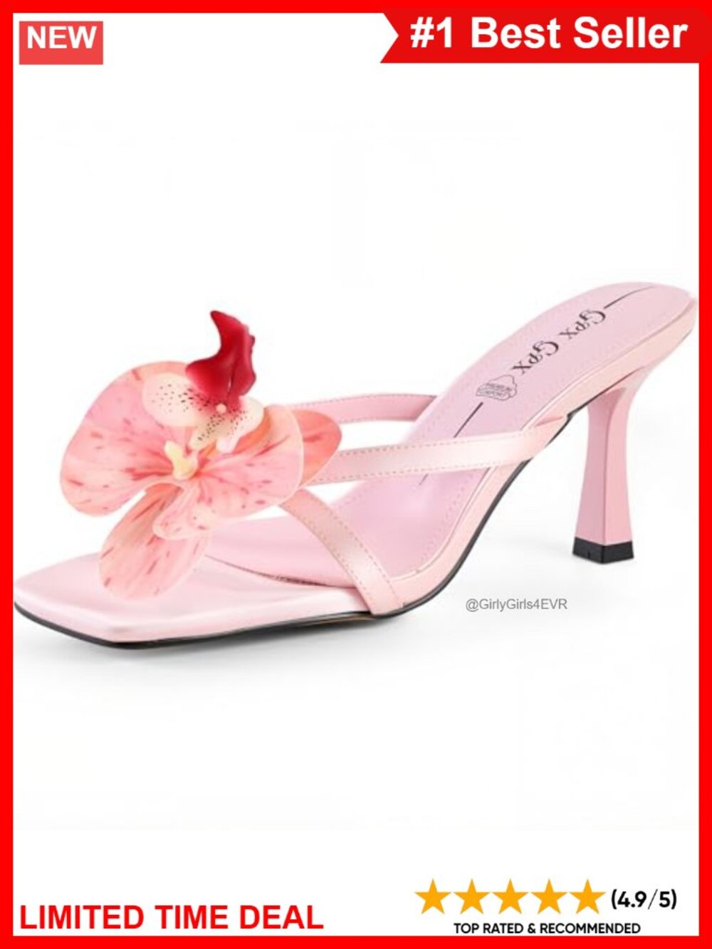 Women's Floral Kitten Heel Slide Sandals Slip On Open Toe Summer Heels
